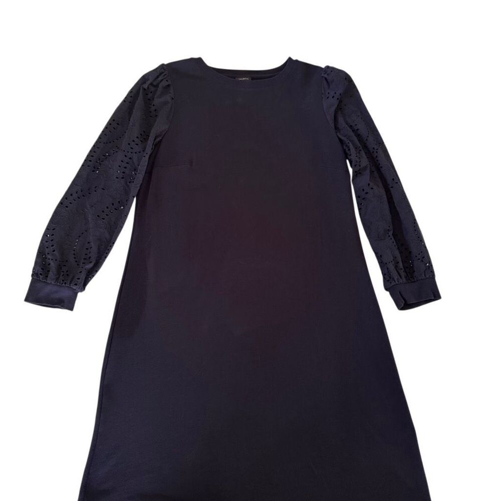 Talbots | Navy French Terry Dress | Eyelet Sleeve XL Shift